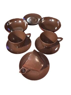 MELMAC Brown Melamine Dinnerware Set - 3 Cups, 5 Saucers, 2 Bowls